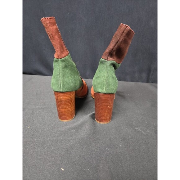 MUSSE & CLOUD Miracle SPAIN 7.5 / 38 Cue Patchwork Suede Zip Heel Ankle Boots - Picture 4 of 7